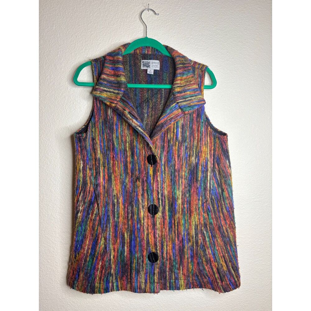 Habitat Clothes to Live In multicolored knit stripe button-up vest Size M